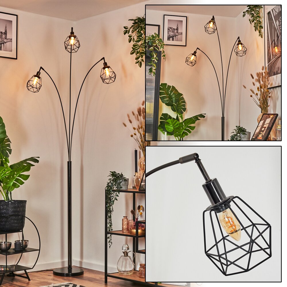 Yaak Staande lamp Chroom, Zwart, 3-lichts main product photo