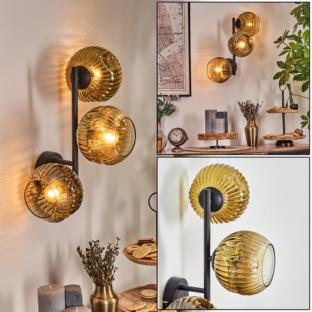 Ripoll Kogellampje, Wandlamp Goud, Duidelijk, 3-lichts main product photo