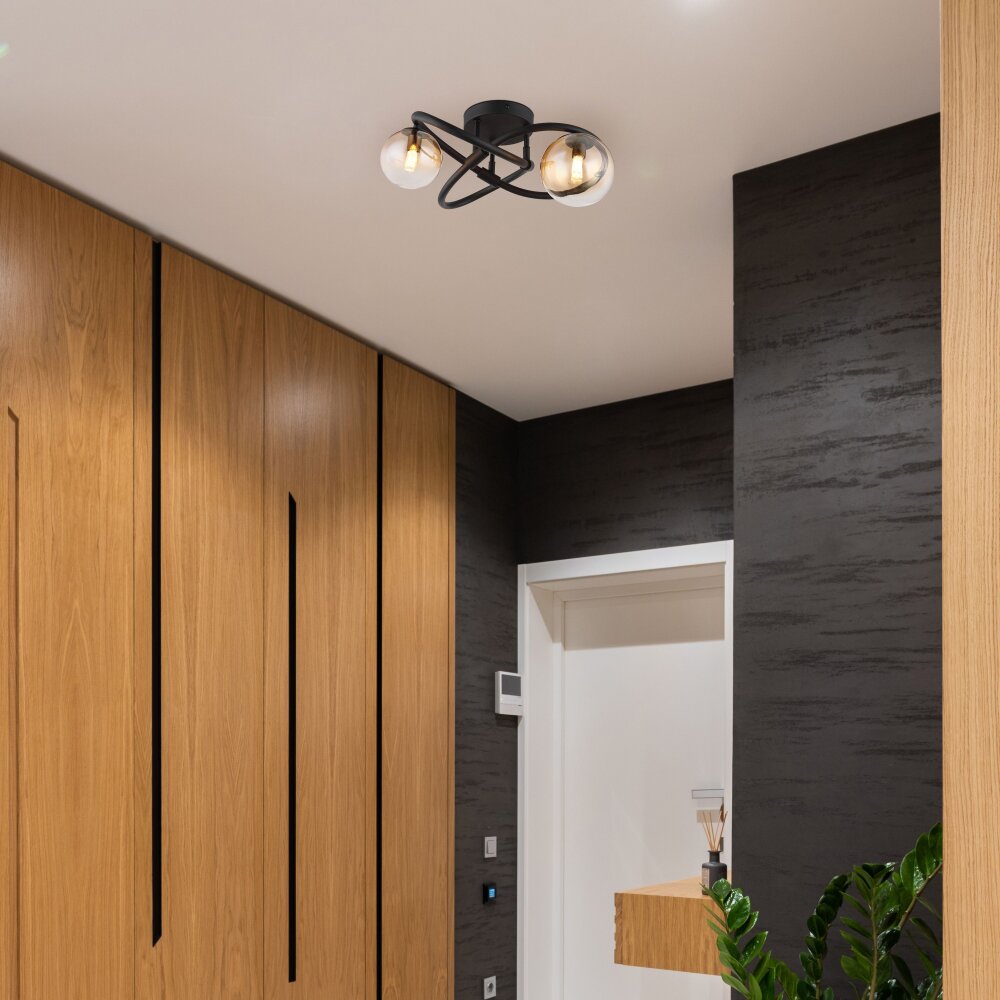 Globo Tuberius Plafondlamp LED Zwart, 2-lichts main product photo