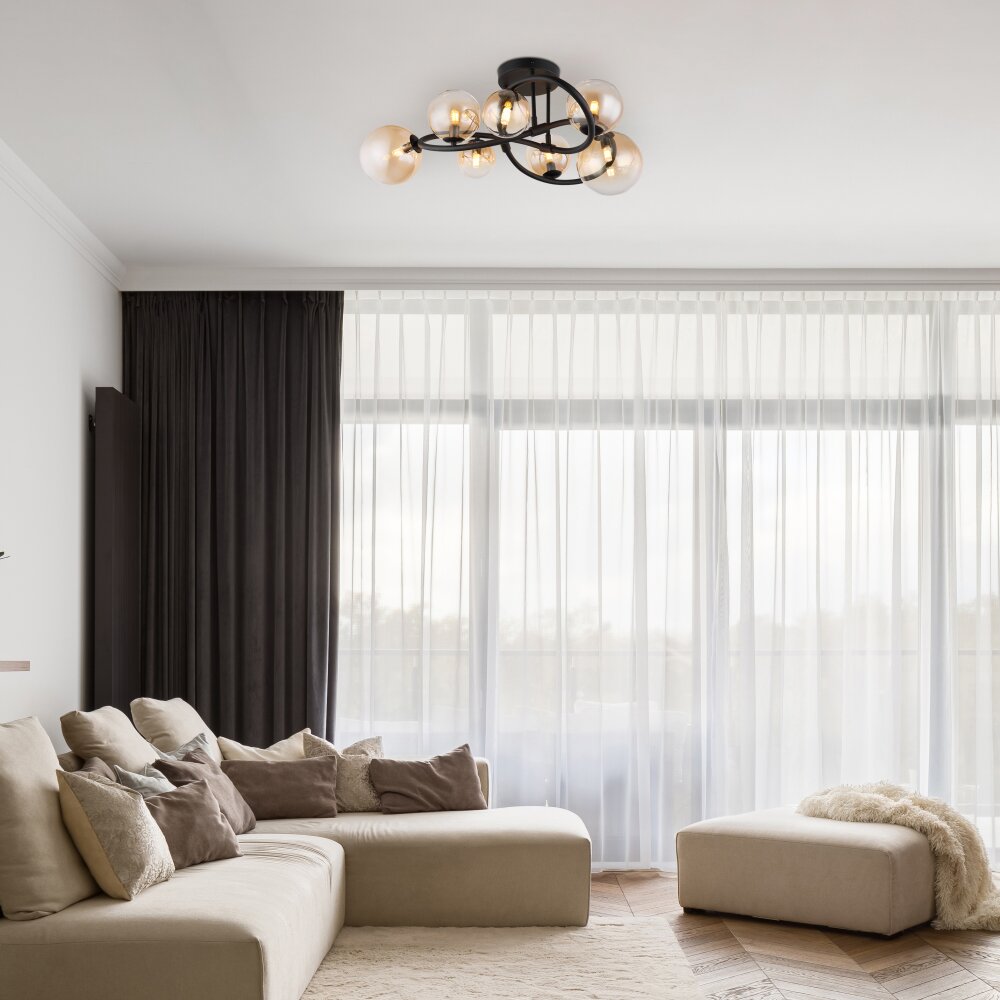 Globo Tuberius Plafondlamp LED Zwart, 7-lichts main product photo