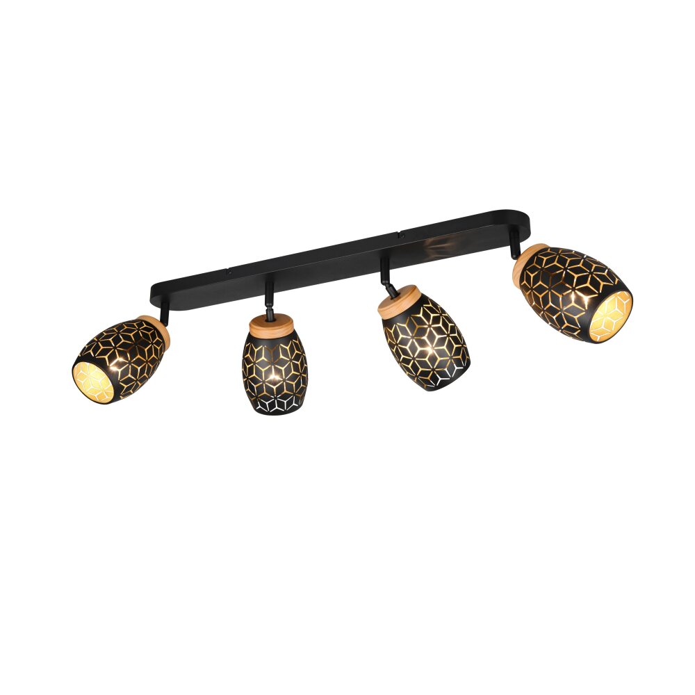 Reality Bidar Plafondspot Zwart-Goud, 4-lichts main product photo