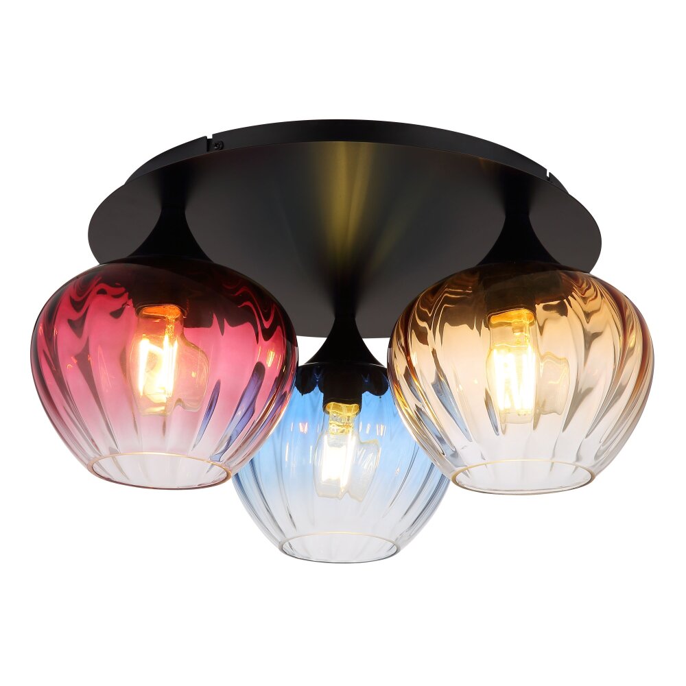Globo Sander Plafondlamp Zwart, 3-lichts main product photo