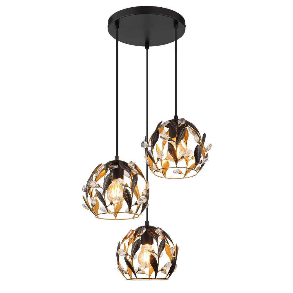 Globo Mika Hanglamp Zwart, 3-lichts main product photo