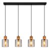 Globo Aleidis Hanglamp Donkerbruin, Zwart, 4-lichts