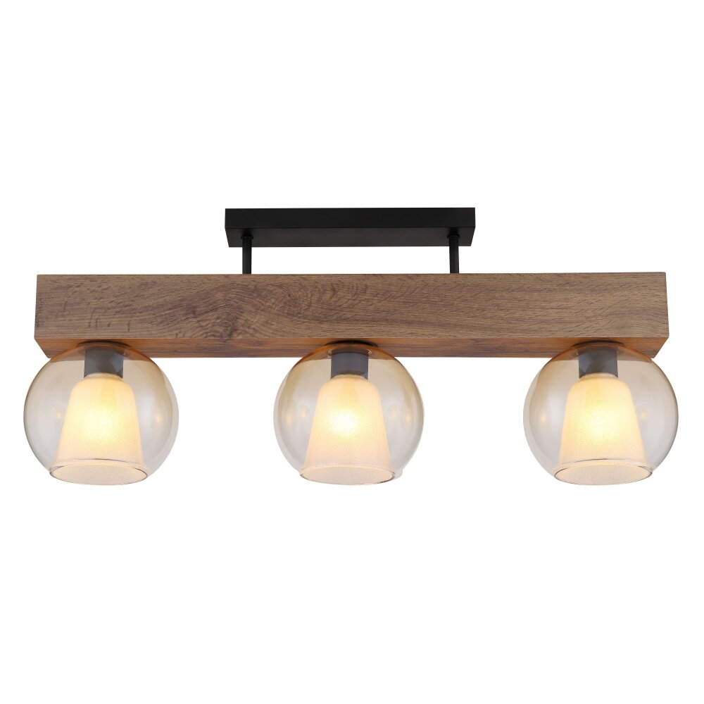 Globo I Plafondlamp Natuurlijke kleuren, Zwart, 3-lichts