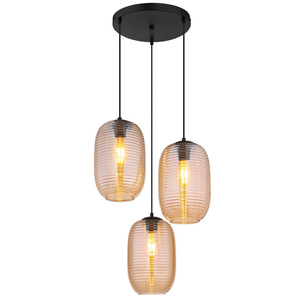 Globo Jefrey Hanglamp Zwart, 3-lichts main product photo