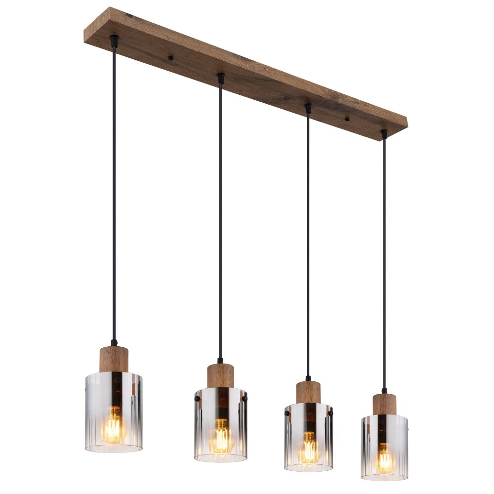 Globo Underwood Hanglamp Hout donker, Natuurlijke kleuren, 4-lichts main product photo