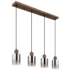 Globo Underwood Hanglamp Hout donker, Natuurlijke kleuren, 4-lichts