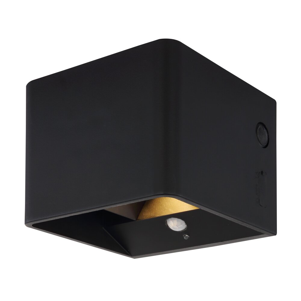 Globo Veronika Wandlamp LED Zwart, 1-licht, Bewegingsmelder main product photo