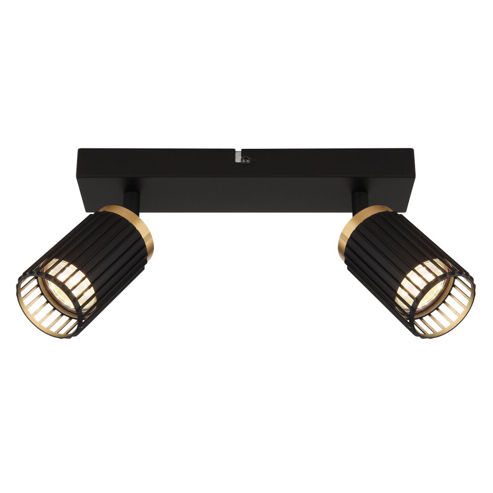 Globo Korben Plafondlamp, Plafondspot Zwart, 2-lichts
