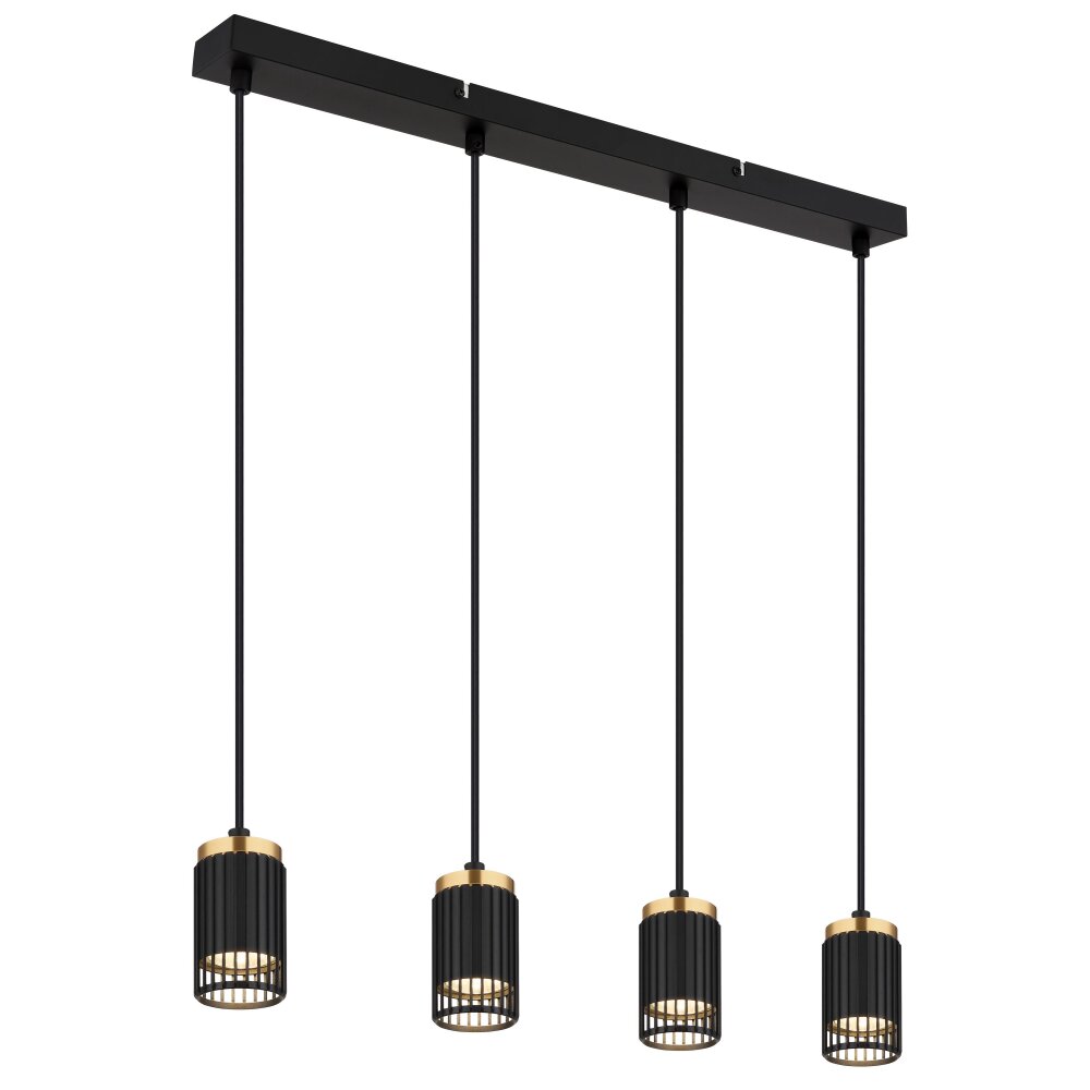 Globo Korben Hanglamp Zwart, 4-lichts main product photo