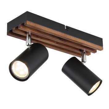 Globo Kayden Plafondlamp Donkerbruin, Zwart, 2-lichts Globo Kayden Plafondlamp Donkerbruin, Zwart, 2-lichts