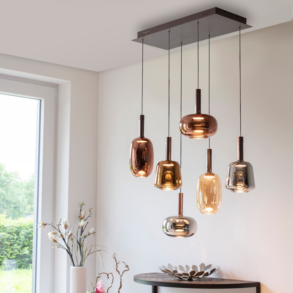 Paul Neuhaus Verlichting Irides Hanglamp LED Bruin, 6-lichts