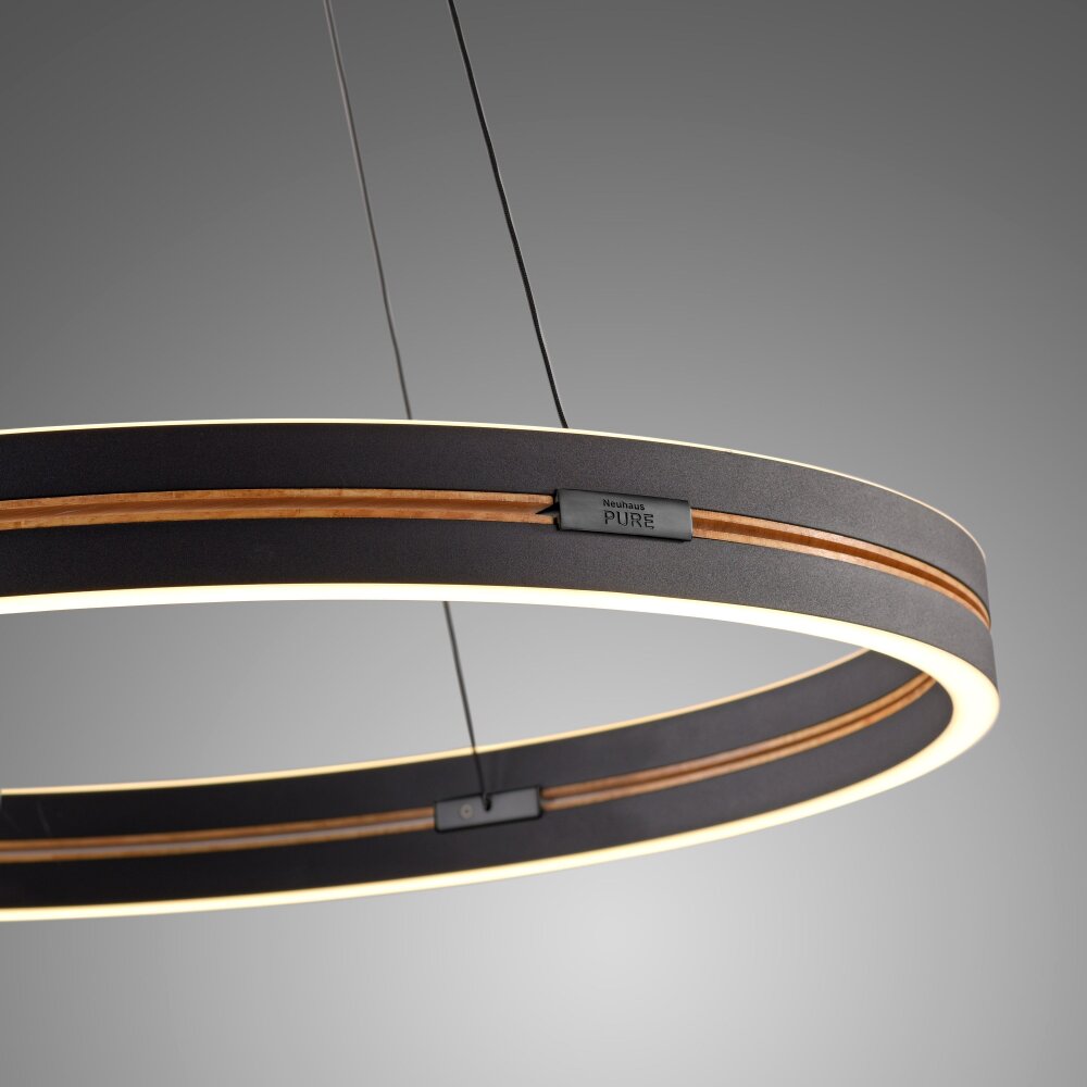 Paul Neuhaus Verlichting E-Loop Hanglamp LED Zwart, 2-lichts, Afstandsbediening