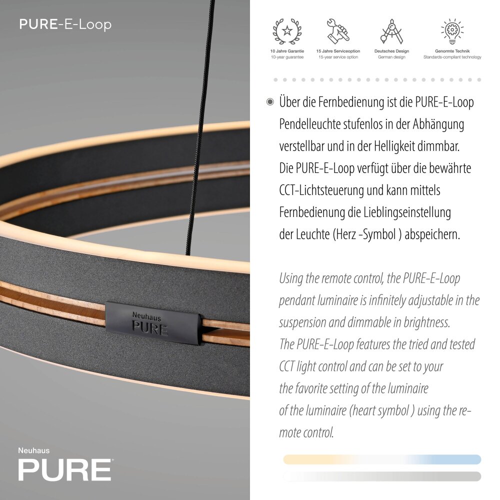 Paul Neuhaus Verlichting E-Loop Hanglamp LED Zwart, 2-lichts, Afstandsbediening