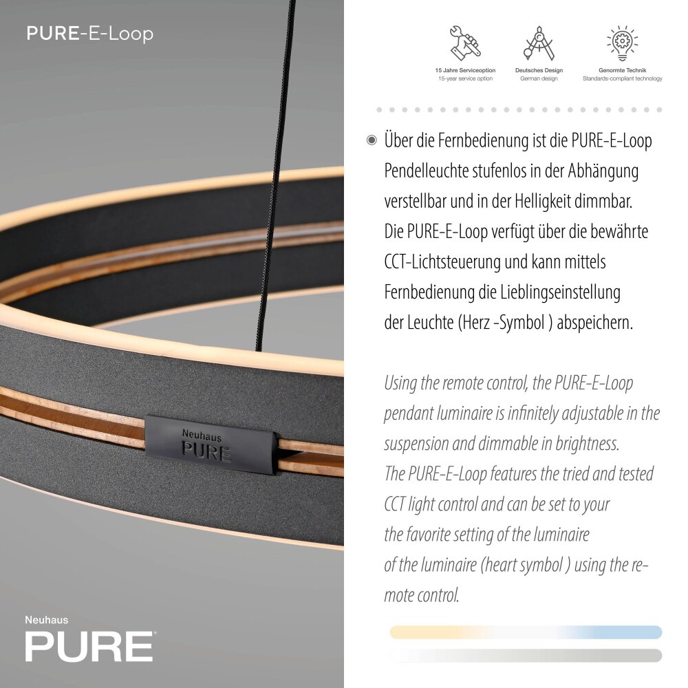 Paul Neuhaus Verlichting E-Loop Hanglamp LED Zwart, 2-lichts, Afstandsbediening