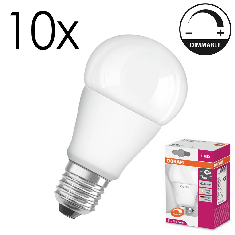 Osram E27 LED 9 Watt warm wit dimbaar 806 Lumen main product photo