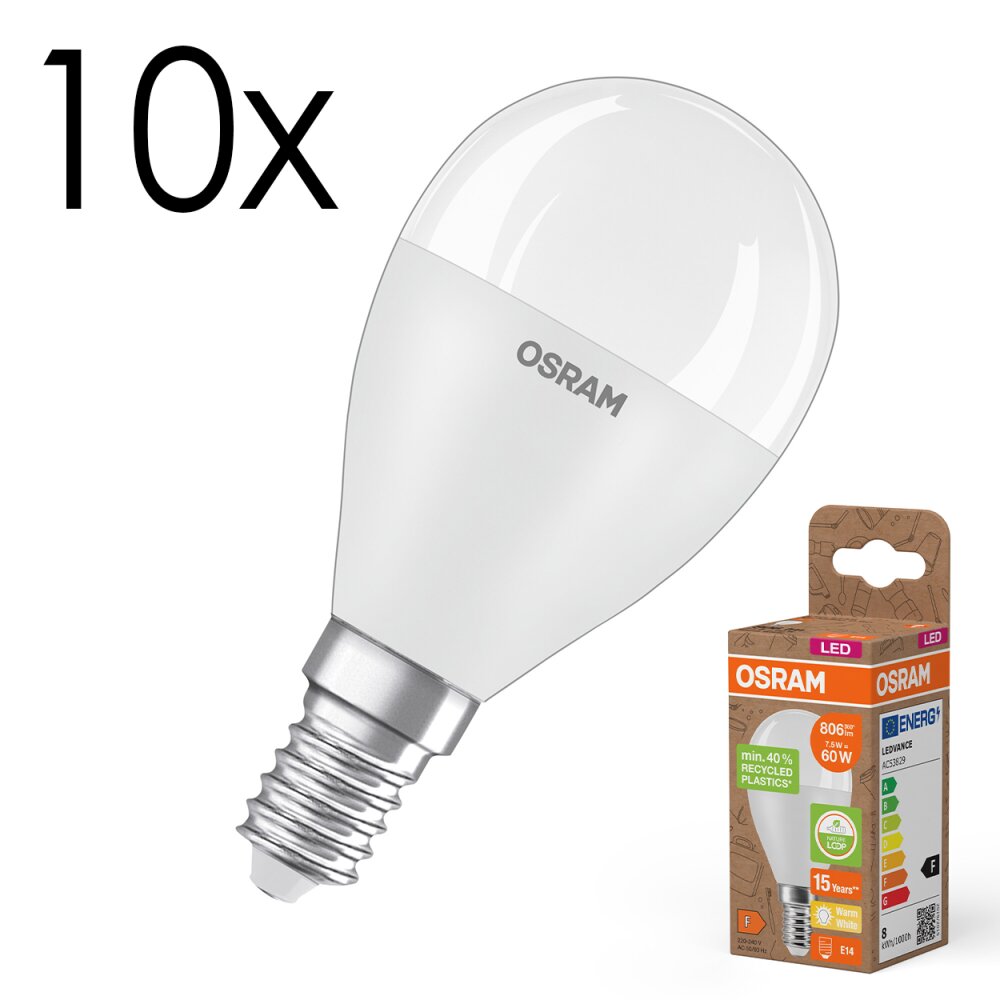 Osram E14 7.5 Watt warm wit 806 Lumen main product photo