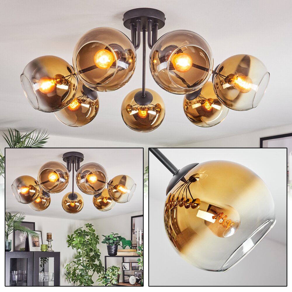 Koyoto Plafondlamp, Kogellampje Goud, Duidelijk, 7-lichts main product photo