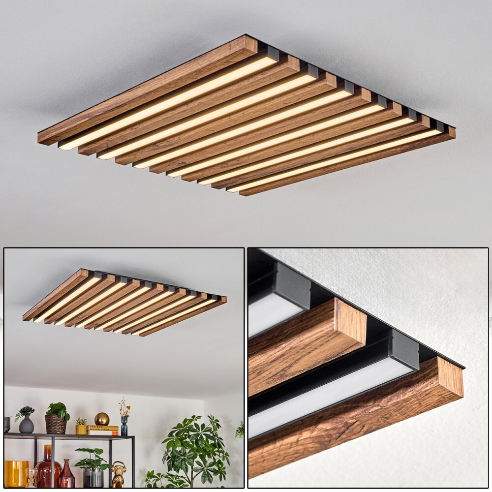 Tandragee Plafondlamp, Paneel LED houtlook, Zwart, 1-licht main product photo