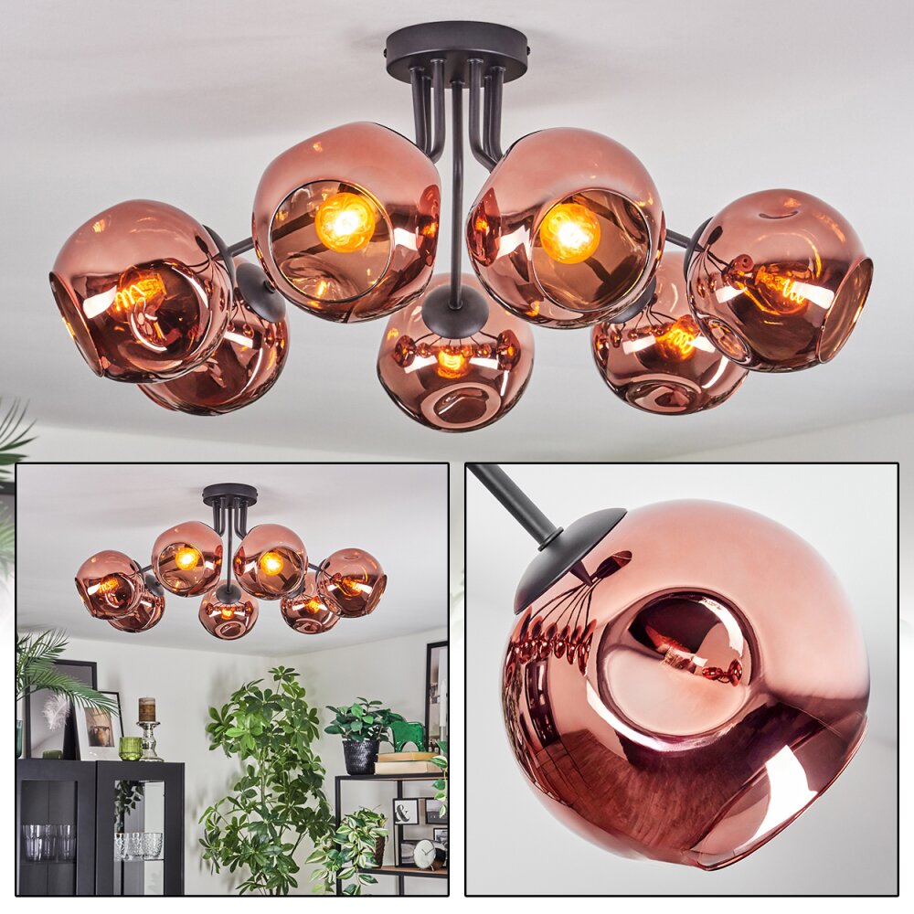 Ripoll Plafondlamp, Kogellampje Koperkleurig, 7-lichts main product photo