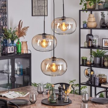 Apedo Hanglamp, Hanglamp, Cluster hanglamp Amber, Duidelijk, 3-lichts Apedo Hanglamp, Hanglamp, Cluster hanglamp Amber, Duidelijk, 3-lichts