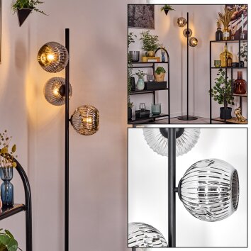 Ripoll Staande lamp Chroom, Rookkleurig, 3-lichts