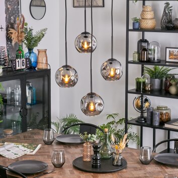 Ripoll Hanglamp, Kogellampje, Cluster hanglamp Rookkleurig, 4-lichts