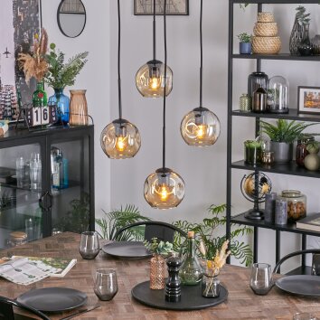 Ripoll Hanglamp, Kogellampje, Cluster hanglamp Amber, 4-lichts