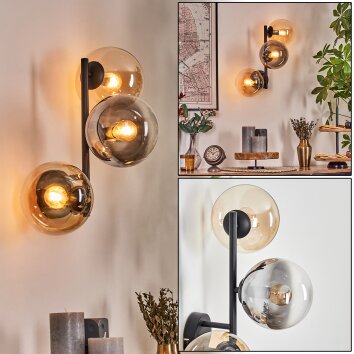 Gastor Kogellampje, Wandlamp Amber, Duidelijk, Rookkleurig, 3-lichts Gastor Kogellampje, Wandlamp Amber, Duidelijk, Rookkleurig, 3-lichts
