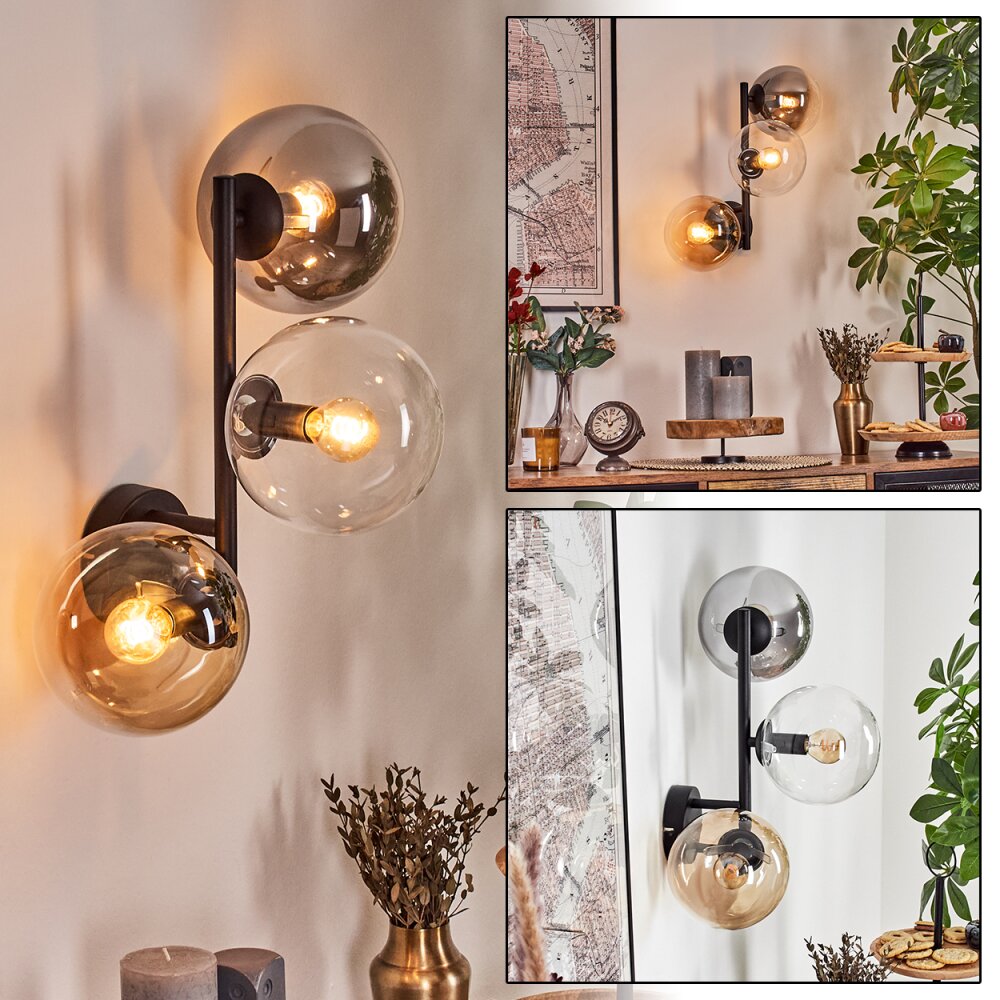 Gastor Kogellampje, Wandlamp Amber, Duidelijk, Rookkleurig, 3-lichts main product photo
