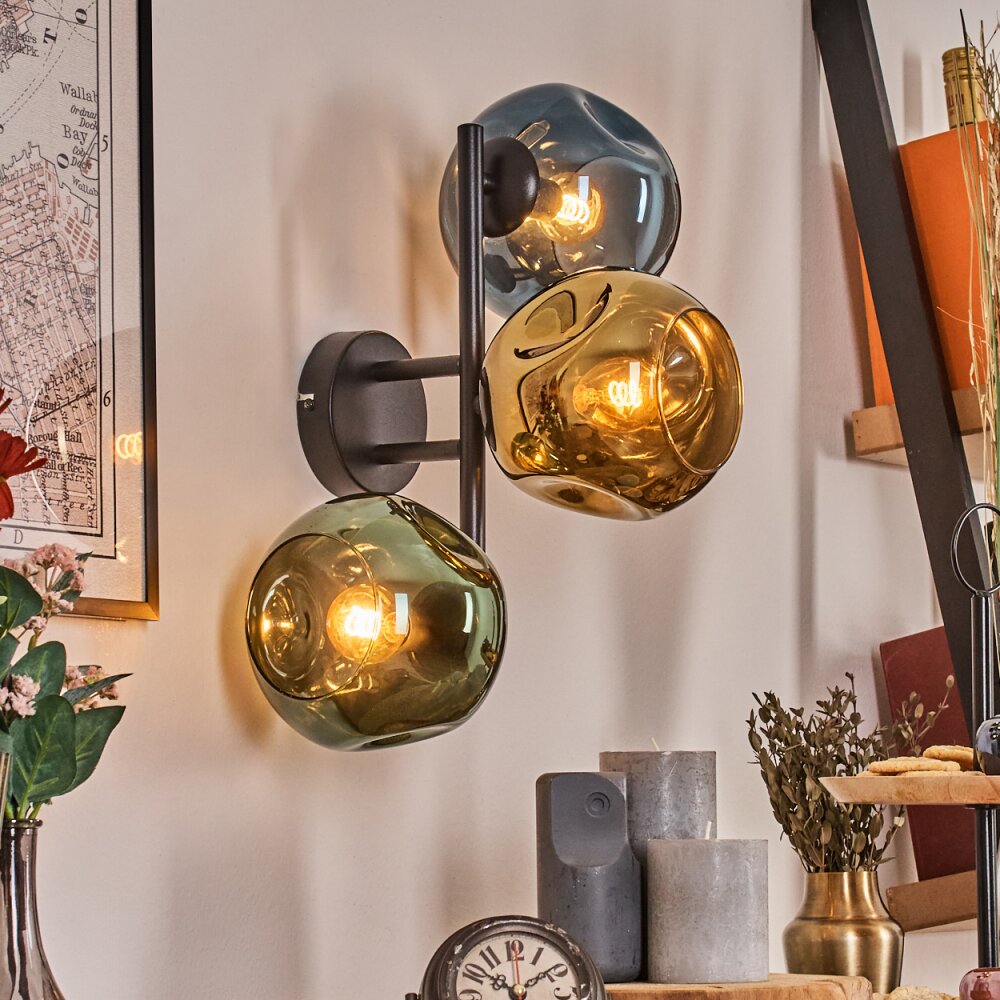 Ripoll Kogellampje, Wandlamp Blauw, Goud, Groen, 3-lichts
