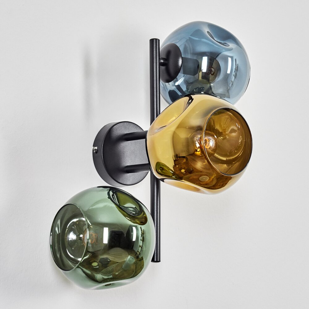 Ripoll Kogellampje, Wandlamp Blauw, Goud, Groen, 3-lichts
