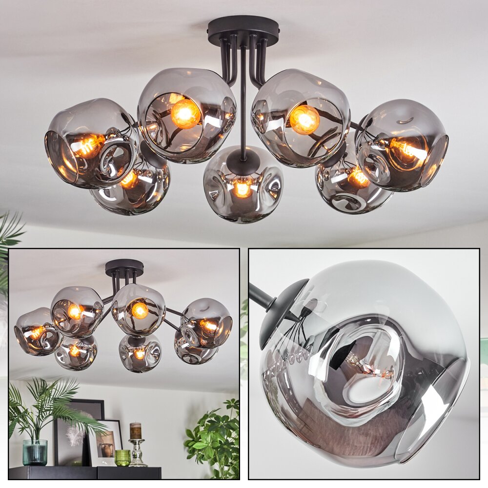 Ripoll Plafondlamp, Kogellampje Chroom, Rookkleurig, 7-lichts main product photo