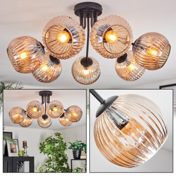 Ripoll Plafondlamp, Kogellampje Amber, 7-lichts