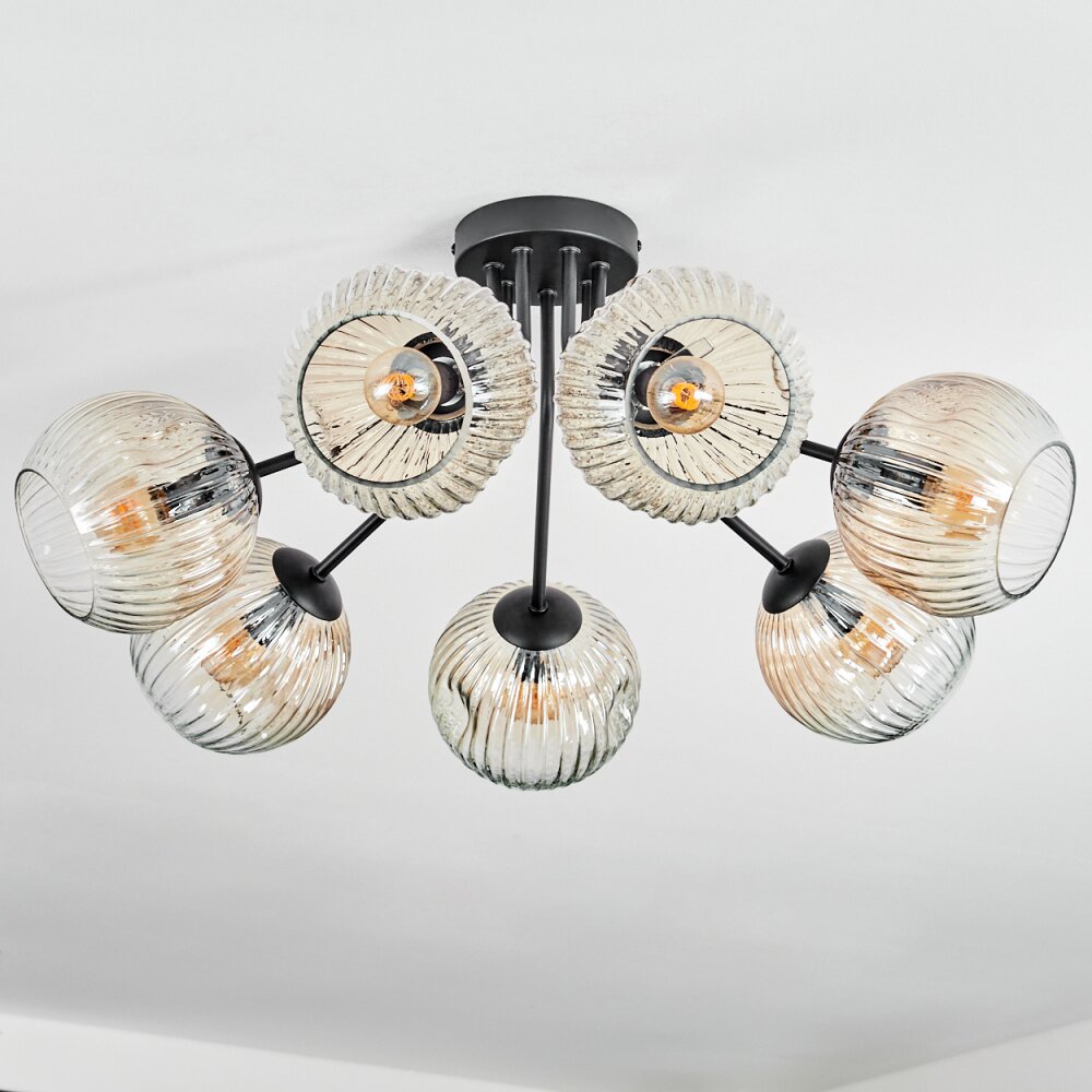 Ripoll Plafondlamp, Kogellampje Amber, Duidelijk, 7-lichts