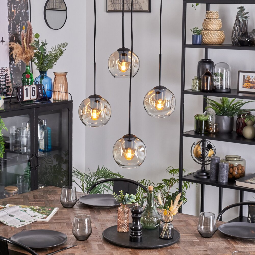 Ripoll Hanglamp, Kogellampje, Cluster hanglamp Amber, Duidelijk, 4-lichts main product photo