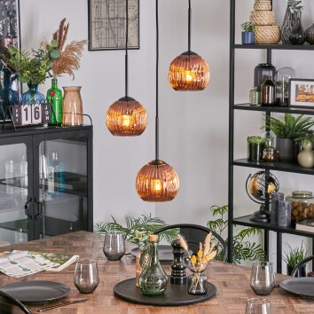Ripoll Hanglamp, Kogellampje, Cluster hanglamp Koperkleurig, 3-lichts