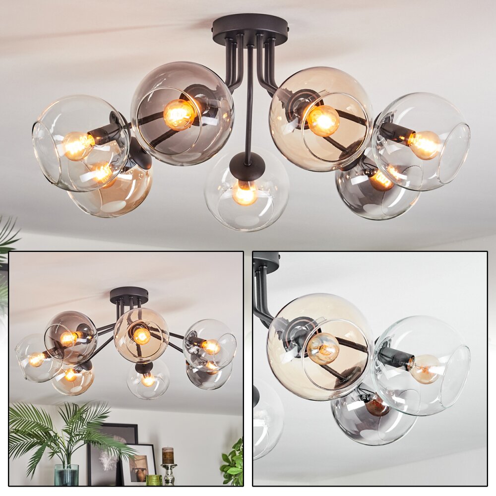 Koyoto Plafondlamp, Kogellampje 82 cm Amber, Duidelijk, Rookkleurig, 7-lichts main product photo