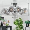 Ripoll Plafondlamp, Kogellampje Chroom, Duidelijk, Rookkleurig, 7-lichts