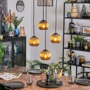 Koyoto Hanglamp, Kogellampje, Cluster hanglamp Goud, 4-lichts