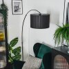 Soungou Staande lamp, Booglampen Chroom, Zwart, 1-licht, Stoffen kap