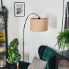Soungou Staande lamp, Booglampen Chroom, Zwart, 1-licht, Stoffen kap