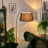 Bassagoda Staande lamp, Booglampen Chroom, Zwart, 1-licht, Stoffen lampenkap