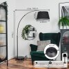 Bassagoda Staande lamp, Booglampen Chroom, Zwart, 1-licht, Stoffen lampenkap