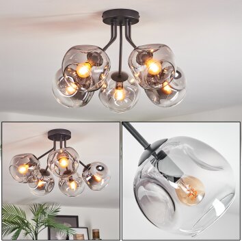 Ripoll Plafondlamp, Kogellampje Duidelijk, Rookkleurig, 5-lichts