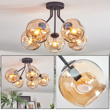 Ripoll Plafondlamp, Kogellampje Amber, 5-lichts