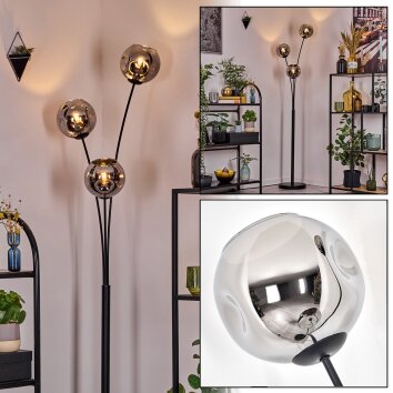 Ripoll Kogellampje, Staande lamp Chroom, Rookkleurig, 3-lichts