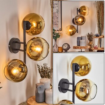 Koyoto Kogellampje, Wandlamp Goud, Duidelijk, 3-lichts Koyoto Kogellampje, Wandlamp Goud, Duidelijk, 3-lichts