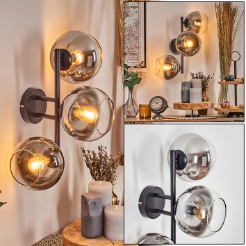 Koyoto Kogellampje, Wandlamp Chroom, Duidelijk, Rookkleurig, 3-lichts